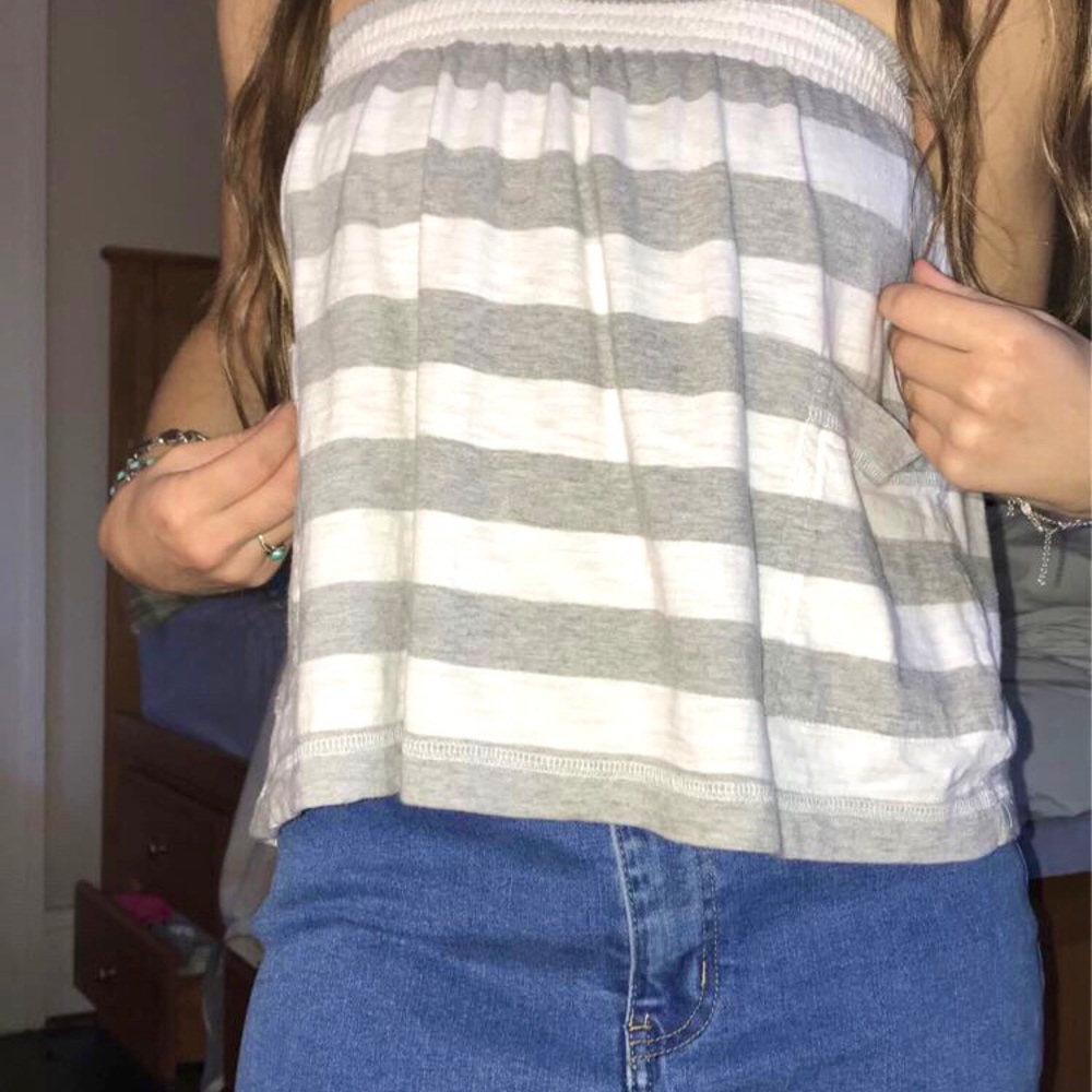 Aeropostale Y2K Gray & White Striped Tube Top